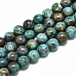 Autres Jaspes Brins de perles de jaspe de vague naturelle, ronde, teint, 8mm, Trou: 1.2mm, Environ 47~48 pcs/chapelet, 14.96 pouces ~ 15.75 pouces (38~40 cm)