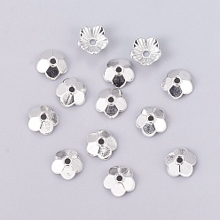 Platinum Alloy Bead Caps, Cadmium Free & Lead Free, 5-Petal, Flower, Platinum, 10x10x3mm, Hole: 1.5mm