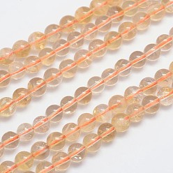 Citrine Natural Citrine Round Bead Strands, 8mm, Hole: 1mm, about 50pcs/strand, 15.5 inch