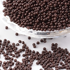 Coconut Brown 12/0 Grade A Round Glass Seed Beads, Baking Paint, Coconut Brown, 12/0, 2x1.5mm, Hole: 0.7mm, about 30000pcs/bag