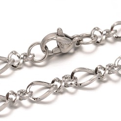 Stainless Steel Color 304 Stainless Steel Figaro Chain Bracelets, with Lobster Clasps, Stainless Steel Color, 8-1/8 inch(205mm), 5x2mm