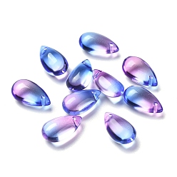 Bleu Dodger Charms en verre transparent, teints et chauffée, larme, Dodger bleu, 13.5x8x5.5mm, Trou: 1mm