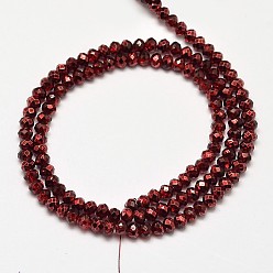 Dark Red Faceted Rondelle Transparent Painted Glass Beads Strands, Dark Red, 3x2.5mm, Hole: 0.5mm, about 148pcs/strand, 14.9 inch