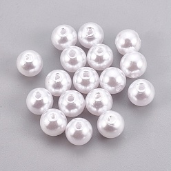 White ABS Plastic Imitation Pearl Beads, Round, White, 4mm, Hole: 1.6mm, about 15000pcs/500g