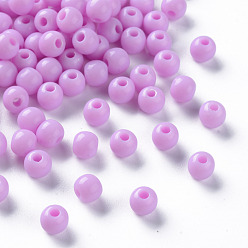 Violet Perles acryliques opaques, ronde, violette, 6x5mm, Trou: 1.8mm, environ4400 pcs / 500 g