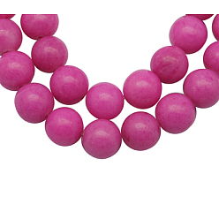 Magenta Natural Mashan Jade Beads Strands, Dyed, Round, Magenta, 10mm, Hole: 1.2mm, about 42pcs/strand, 16 inch