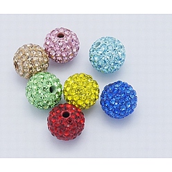Mixed Color Middle East Rhinestone Beads, Polymer Clay Inside, Round, Mixed Color, 8mm, PP9(1.5.~1.6mm), Hole: 1mm