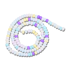 Mixed Color Opaque Spray Painted Glass Bead Strands, Frosted, Flat Round, Champagne Yellow, 4~4.5x3mm, Hole: 1mm, about 133~135pcs/strand, 15.43 inch~15.75 inch(39.2~40cm)