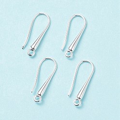 Silver Eco-Friendly Brass Earring Hooks Findings, Cadmium Free & Lead Free, Silver, 21x9x2.3~2.8mm, Hole: 1.5mm, 20 Gauge, Pin: 0.8mm