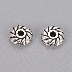 Antique Silver Tibetan Style Alloy Spacer Beads, Flat Round, Cadmium Free & Nickel Free & Lead Free, Antique Silver, 6x6x2mm, Hole: 1mm
