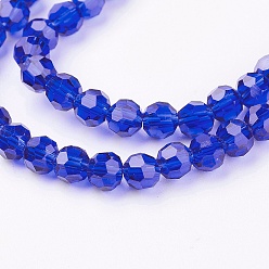 Mixed Color Faceted(32 Facets) Glass Round Bead Strands, Mixed Color, 4mm, Hole: 1mm, about 88~90pcs/strand, 28~30cm