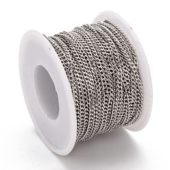 Stainless Steel Color 304 Stainless Steel Curb Chains, with Spool, Unwelded, for Jewelry Making, Stainless Steel Color, 3x2x0.6mm, about 82.02 Feet(25m)/roll