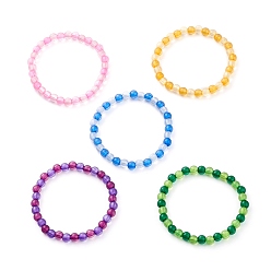 (52) Непрозрачная лаванда Прозрачные акриловые круглые бусины эластичные браслеты для детей, разноцветные, 1/4 дюйм (0.6 см), внутренний диаметр: 1-3/4 дюйм (4.6 см)