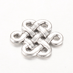 Antique Silver Tibetan Style Alloy Chandelier Components Links, Chinese Knot, Cadmium Free & Lead Free, Antique Silver, 17x14x2mm, Hole: 1.5mm, about 990pcs/1000g
