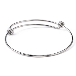 Stainless Steel Color Adjustable 316 Surgical Stainless Steel Expandable Bangle Making, Stainless Steel Color, 2-2-3/8 inch(6cm)~2-5/8 inch(6.8cm)