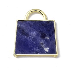 Sodalite Natural Sodalite Pendants, Handbag Charms, with Rack Plating Golden Tone Brass Findings, Cadmium Free & Lead Free, 34x29.5x3mm, Hole: 6x11mm