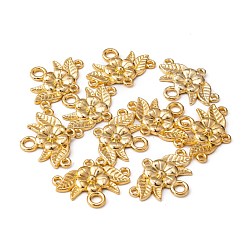 Golden Tibetan Style Chandelier Component Links, Lead Free and Nickel Free and Cadmium Free, Flower, Golden, 32x23x3mm, Hole: 2mm