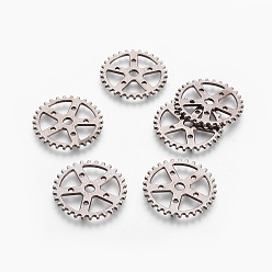 Gunmetal Tibetan Style Alloy Chandelier Components, Steampunk Charms, Gear, Cadmium Free & Lead Free, Gunmetal, 25x1mm, Hole: 1~2.5mm