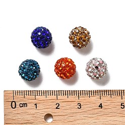 Mixed Color Glass Rhinestone Clay Pave Round Beads, PP15, Mixed Color, 10mm, Hole: 1.8mm, 6 Rows Rhinestone