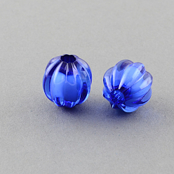 Medium Blue Transparent Acrylic Beads, Bead in Bead, Pumpkin, Medium Blue, 14mm, Hole: 4mm, about 390pc/500g