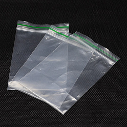 Clair Sacs en plastique à fermeture éclair, sacs d'emballage refermables, joint haut vert sacs épais, sac auto-scellant, rectangle, clair, 13x9 cm, épaisseur unilatérale : 2.5 mil(0.065mm), 100 pcs /sachet 