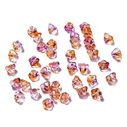 Orange Red Transparent Czech Glass Beads, Two Tone, Flower, Orange Red, 6.5x5mm, Hole: 0.8mm, about 357~363pcs/bag