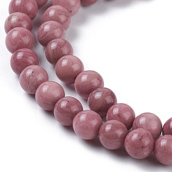 Rhodonite Natural Rhodonite Bead Strands, Round, 6mm, Hole: 1mm, about 60pcs/strand, 15.5 inch