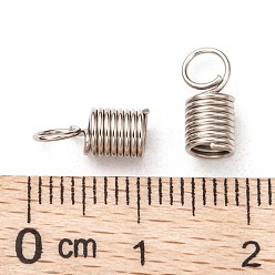 Platine Embout cordon de fer, couleur platine, environ 4.5 mm de large, Longueur 10mm, 3.2 mm de diamètre intérieur , Trou: 3.5mm