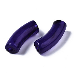 Purple Acrylic Beads, Imitation Gemstone, Curved Tube, Purple, 34.5x13x11mm, Hole: 3.5mm, about 155pcs/500g
