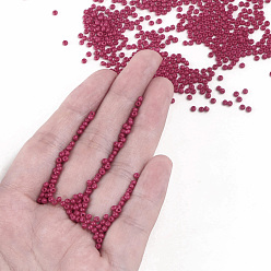 Cerise 11/0 Grade A Round Glass Seed Beads, Baking Paint, Cerise, 2.3x1.5mm, Hole: 1mm, about 48500pcs/pound