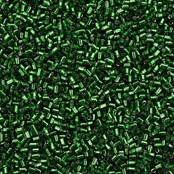 Зеленый Стеклярус, серебряная линия, зелёные, 1.8~2.2x1.8~2 мм, отверстие : 0.8~0.9 мм, Около 15000 шт / фунт