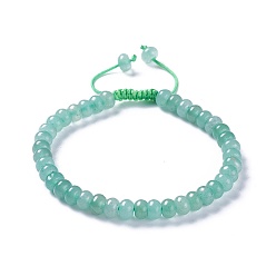 Aventurine Verte Nylon réglable bracelets cordon tressé de perles, avec des perles vertes naturelles aventurine, 2-1/4 pouces ~ 2-7/8 pouces (5.8~7.2 cm)