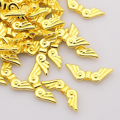 Golden Tibetan Style Alloy Beads, Lead Free & Cadmium Free, Wings, Golden, 21x7.5mm, Hole: 1mm