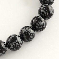 Snowflake Obsidian Natural Gemstone Snowflake Obsidian Round Bead Strands, 10mm, Hole: 1mm, about 38pcs/strand, 14.9 inch