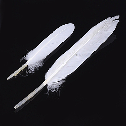 White Goose Feather Costume Accessories, Dyed, White, 105~157x16~22mm, about 500pcs/bag