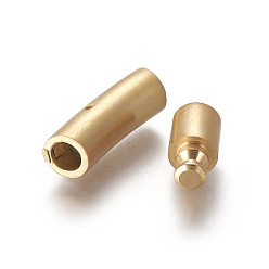 Matte Gold Color 304 Stainless Steel Bayonet Clasps, Column, Matte Gold Color, 28~28.7x7x8mm, Hole: 5mm