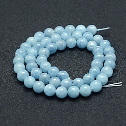 Aquamarine Natural Aquamarine Beads Strands, Grade A+, Round, 7mm, Hole: 1mm, about 56pcs/strand, 15.5 inch(39.5cm)