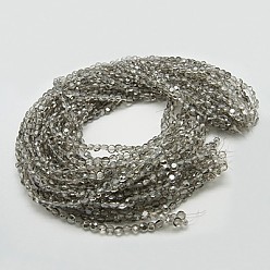 Gray Glass Beads Strands, Faceted, Flat Round, Gray, 6x4mm, Hole: 1mm, about 72pcs/strand, 15.7 inch