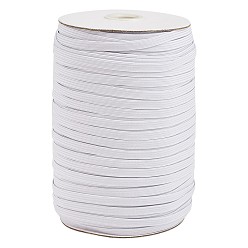 White 3/8 inch Flat Braided Elastic Rope Cord, Heavy Stretch Knit Elastic with Spool, White, 8~8.5mm, about 90~100yards/roll(300 feet/roll)