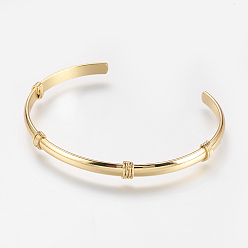 Real 18K Gold Plated Brass Cuff Bangles, Real 18K Gold Plated, 2-1/8 inchx2-1/2 inch(53x66mm)