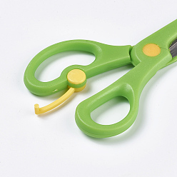 Lime Green Stainless Steel and ABS Plastic Scissors, Safety Craft Scissors for Kids, Lime Green, 13.5x6.2cm