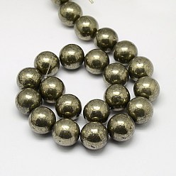 Pyrite Natural Pyrite Beads Strands, Round, 18mm, Hole: 1.5mm, about 22pcs/strand, 15.74 inch
