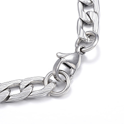 Stainless Steel Color 304 Stainless Steel Bracelets, Figaro Chains, with Lobster Clasp, Stainless Steel Color, 7-7/8 inch(20cm), 6mm