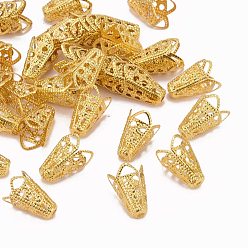 Golden Iron Bead Caps, Flower, Golden, 16x10mm, Hole: 1.5mm