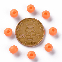 Corail Perles acryliques opaques, ronde, corail, 6x5mm, Trou: 1.8mm, environ4400 pcs / 500 g
