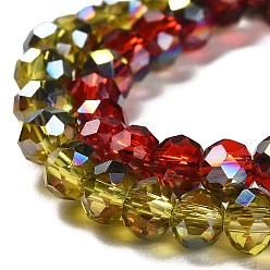 Mixed Color Electroplate Glass Faceted Rondelle Beads Strands, Half Plated, Mixed Color, 4x3mm, Hole: 1mm, about 140pcs/strand, 16.5 inch