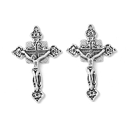 Antique Silver Tibetan Style Alloy Pendants, For Easter, Lead Free & Cadmium Free, Crucifix Cross, Antique Silver, 48x31x5mm, Hole: 2mm