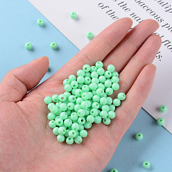 Aigue-marine Perles acryliques opaques, ronde, aigue-marine, 6x5mm, Trou: 1.8mm, environ4400 pcs / 500 g