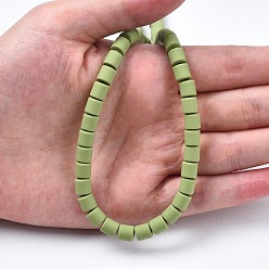 Vert Jaune Brin de perles pate polymère faits à la main , pour les fournitures de bricolage bijoux artisanat, plat rond, vert jaune, 6.5x6mm, Trou: 1.2mm, Environ 61 pcs/chapelet, 15.75 pouce (40 cm)