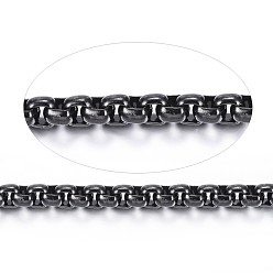 Electrophoresis Black 304 Stainless Steel Box Chains, Unwelded, with Spool, Electrophoresis Black, 2x2x1mm, about 65.61 Feet(20m)/roll